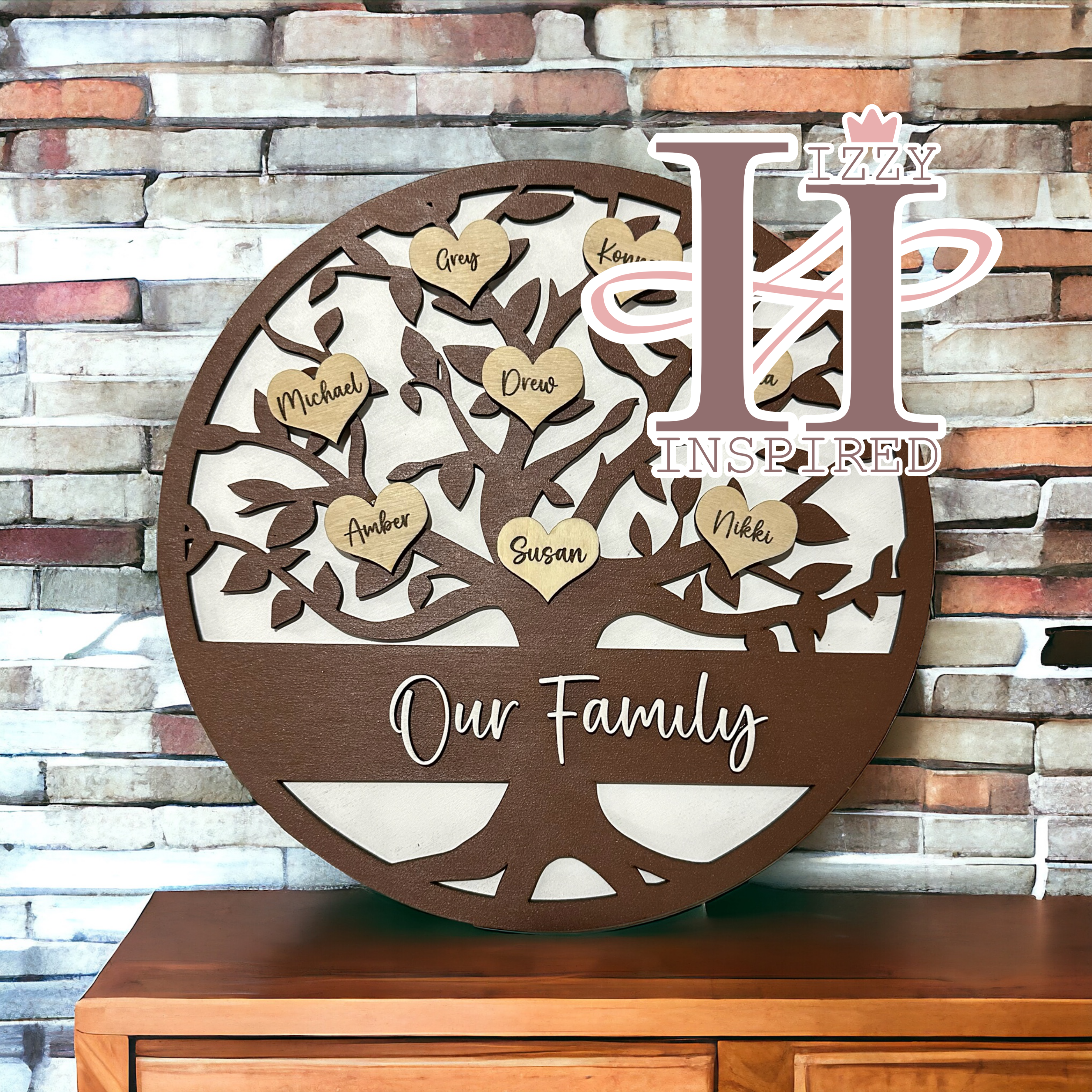 Personalized Family Tree Sign, Custom Wooden Family Name Wall Art, “Our Family” Sign, Laser Cut Home Decor, Mother’s Day Gift